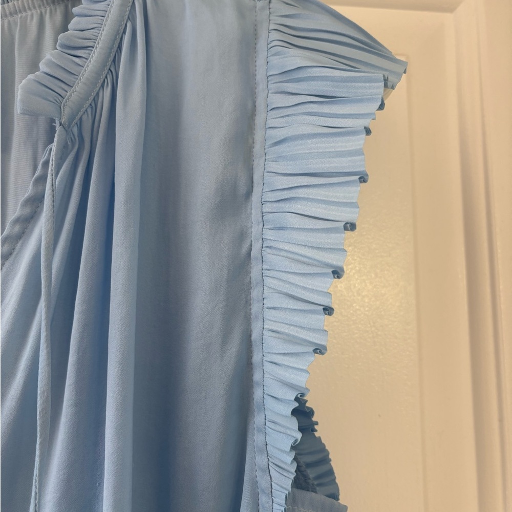 Current Air Blue Pleated Top w/ Ruffled Sleeves (Med) - Picture 2 of 4